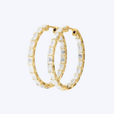 Emerald-Cut Diamond Hoop Earrings