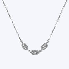 Load image into Gallery viewer, Baguette &amp; Round Hexagonal Station Diamond Necklace
