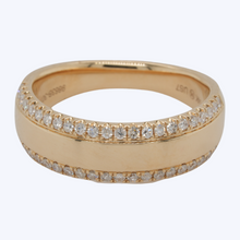 Load image into Gallery viewer, Diamond Lined Gold Ring

