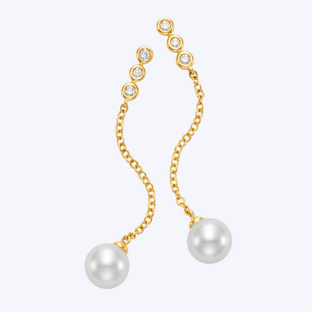 Mamie Pearl & Diamond Drop Earrings