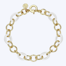 Load image into Gallery viewer, Hollow Tube and White Oval Ceramic Link Chain Tennis Bracelet
