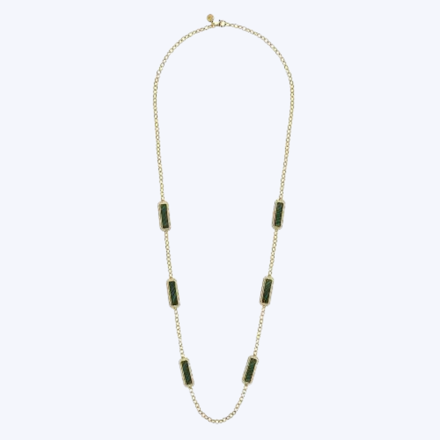 Malachite and Rope Station Necklace