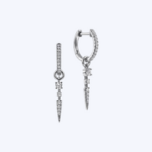 Load image into Gallery viewer, 10 MM Diamond Huggie Earrings with Spike Drops

