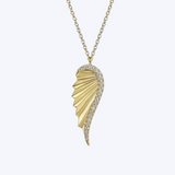 Diamond Cut Wing Shape Pendant Necklace