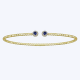 Bead Split Cuff Bracelet with Sapphire and Diamond