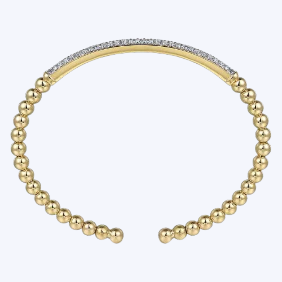 Split Diamond Bangle Gabriel & Co. Pave Bar Split Bangle 14K Yellow Gold – Highland Diamond