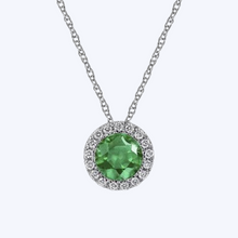 Load image into Gallery viewer, Emerald and Diamond Halo Pendant
