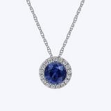 Sapphire and Diamond Halo Pendant