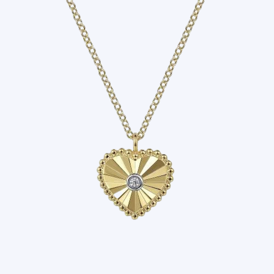 Diamond and Heart Pendant Necklace