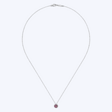 Ruby and Diamond Halo Pendant Necklace