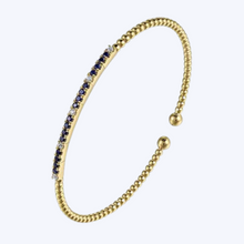 Load image into Gallery viewer, Diamond and Blue Sapphire Split Bangle
