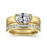 Bara Half Bezel East West Oval Diamond Ring