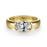 Bara Half Bezel East West Oval Diamond Ring