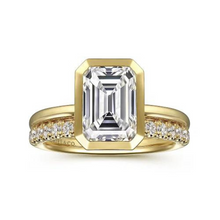 Load image into Gallery viewer, Linny Emerald Cut Bezel Set Diamond Engagement Ring
