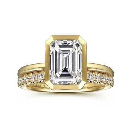 Linny Emerald Cut Bezel Set Diamond Engagement Ring