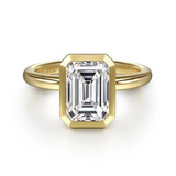 Linny Emerald Cut Bezel Set Diamond Engagement Ring