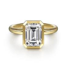 Load image into Gallery viewer, Linny Emerald Cut Bezel Set Diamond Engagement Ring
