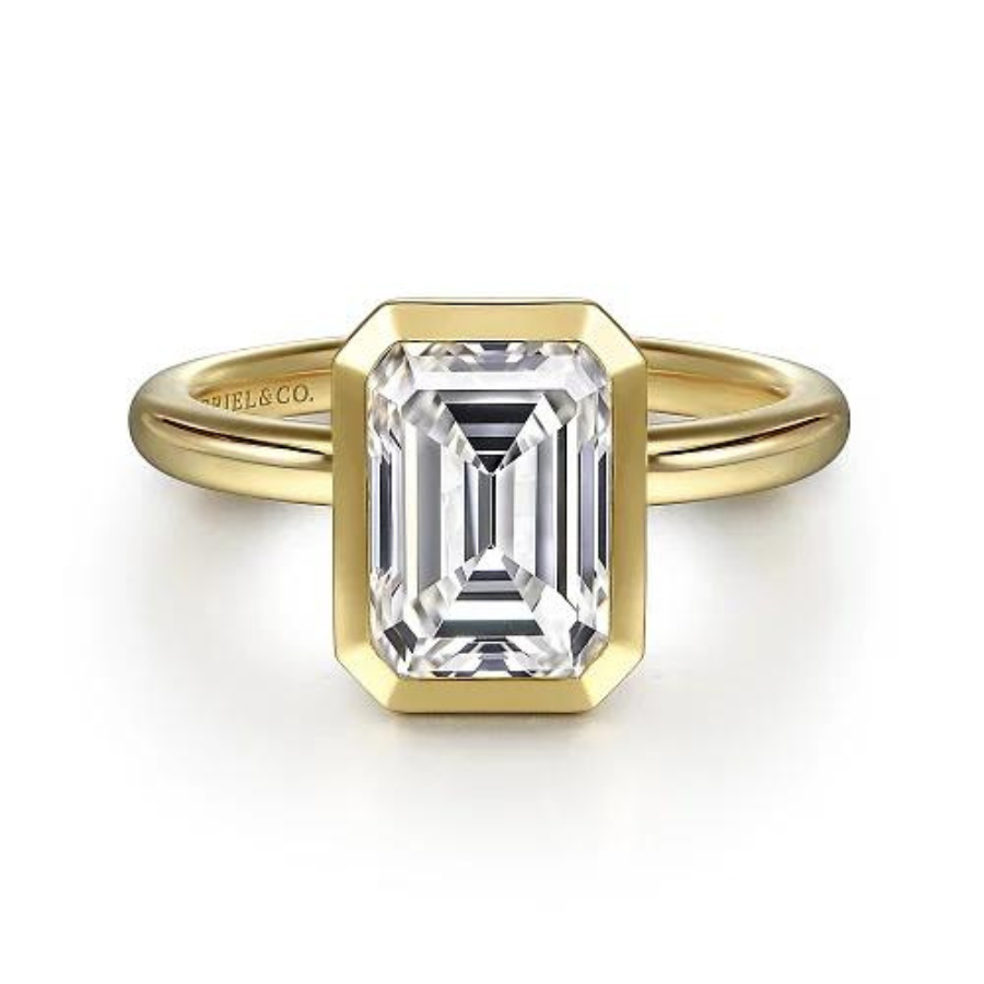 Linny Emerald Cut Bezel Set Diamond Engagement Ring