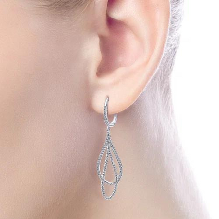 Layered Open Teardrop Diamond Drop Earrings