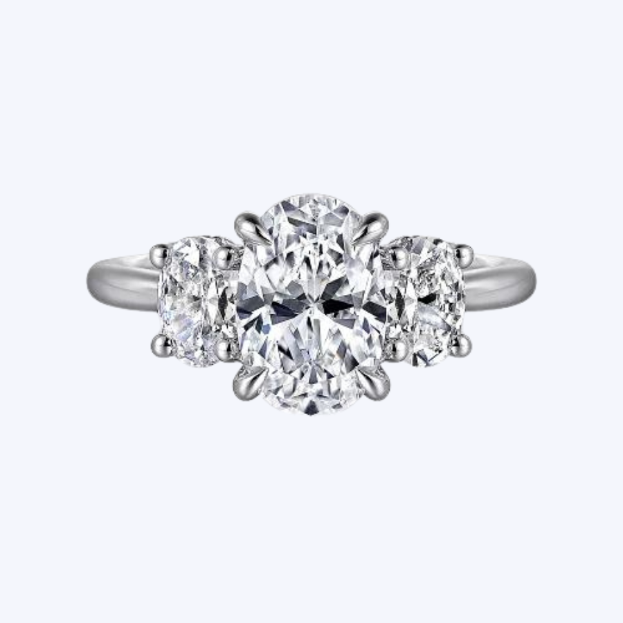 Charisa Oval Three Stone Diamond Engagement Ring