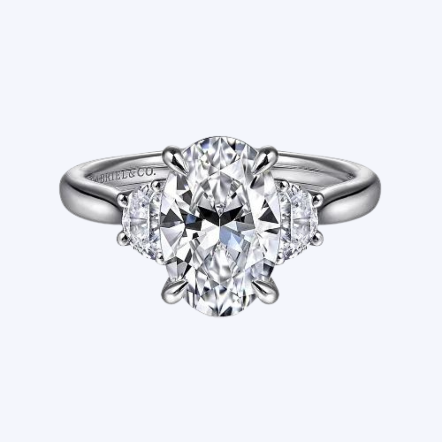 Devon Oval Three Stone Diamond Engagement Ring