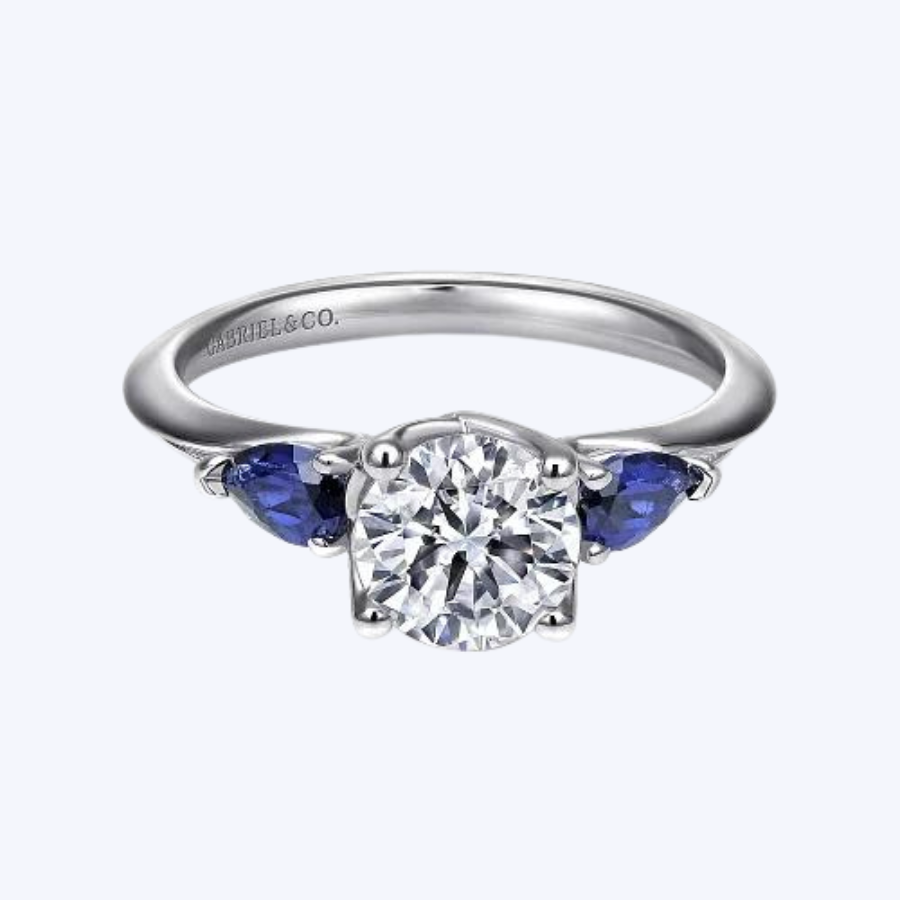 Anastasia Round Sapphire and Diamond Engagement Ring