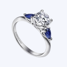 Load image into Gallery viewer, Anastasia Round Sapphire and Diamond Engagement Ring
