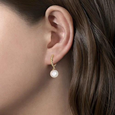 Pearls Drop Huggie Earrings