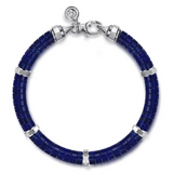 Lapis Cylinder Beaded Bracelet