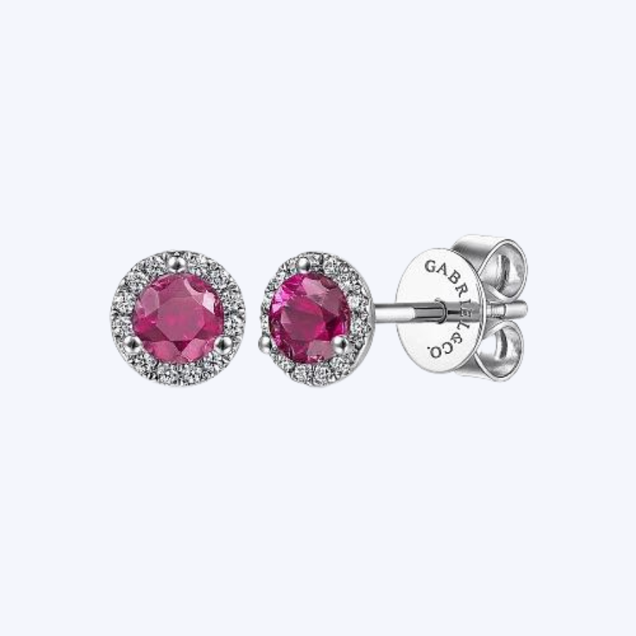 Diamond & Ruby Stud Earrings