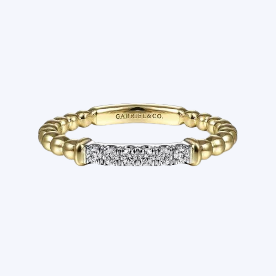 Band Stackable with Diamond Pave Center Bar