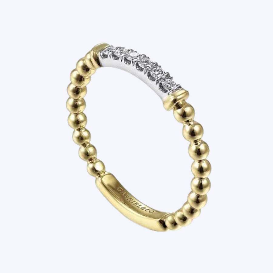 Band Stackable with Diamond Pave Center Bar