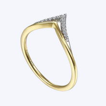 Load image into Gallery viewer, White-Yellow Gold Diamond Chevron Ring
