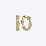 Diamond and Rope 15mm Huggie Earrings