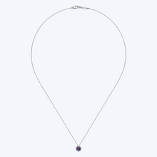 Load image into Gallery viewer, Amethyst and Diamond Halo Pendant Necklace
