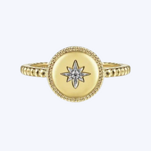 Load image into Gallery viewer, Round Diamond Star Signet Ring
