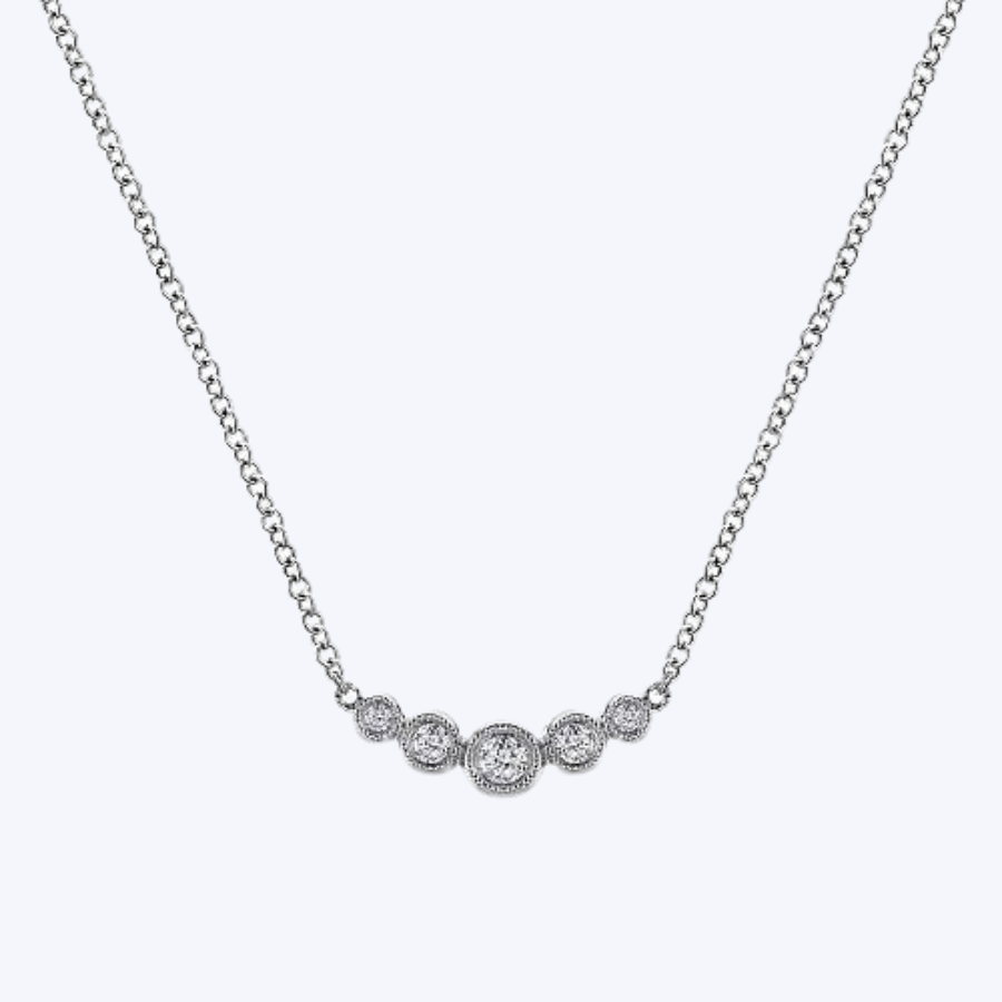 Curved Diamond Bar Necklace