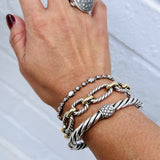 14K Yellow Gold Black Rhodium 4.14ctw Mixed Shape Diamond Bracelet - 6.75" (WCLOUD)