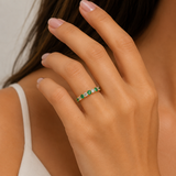14K Yellow Gold Emerald and Diamond Alternating Band - EM0.53/DIA0.37/6.5 (JBJ)