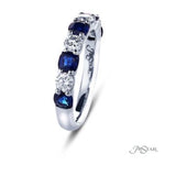 Alternating Cushion Cut Sapphires & Round Diamonds Anniversary Band