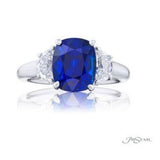 Cushion Cut Sapphire & Half Moon Diamond Ring