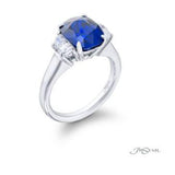 Cushion Cut Sapphire & Half Moon Diamond Ring