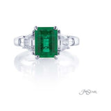 Emerald Cut Emerald Ring with Trapezoid & Straight Baguette Diamonds