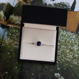 Cushion Cut Sapphire & Half Moon Diamond Ring