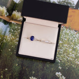 Cushion Cut Sapphire & Half Moon Diamond Ring