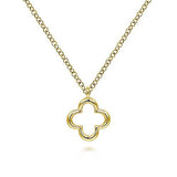 Yellow Gold Open Clover Pendant Necklace