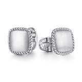 Sterling Silver Square Cufflinks with Twisted Rope Trim