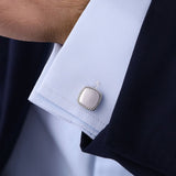 Sterling Silver Square Cufflinks with Twisted Rope Trim