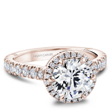 6 Claw Prong Halo & Diamond Shank Engagement Ring