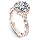 6 Claw Prong Halo & Diamond Shank Engagement Ring